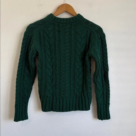 J Crew Cable-knit crewneck sweater XXS Green - Picture 4 of 9